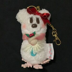 Tokyo Disneyland Japan Snowman Minnie Mouse Plush Bag Charm Ornament 5”
